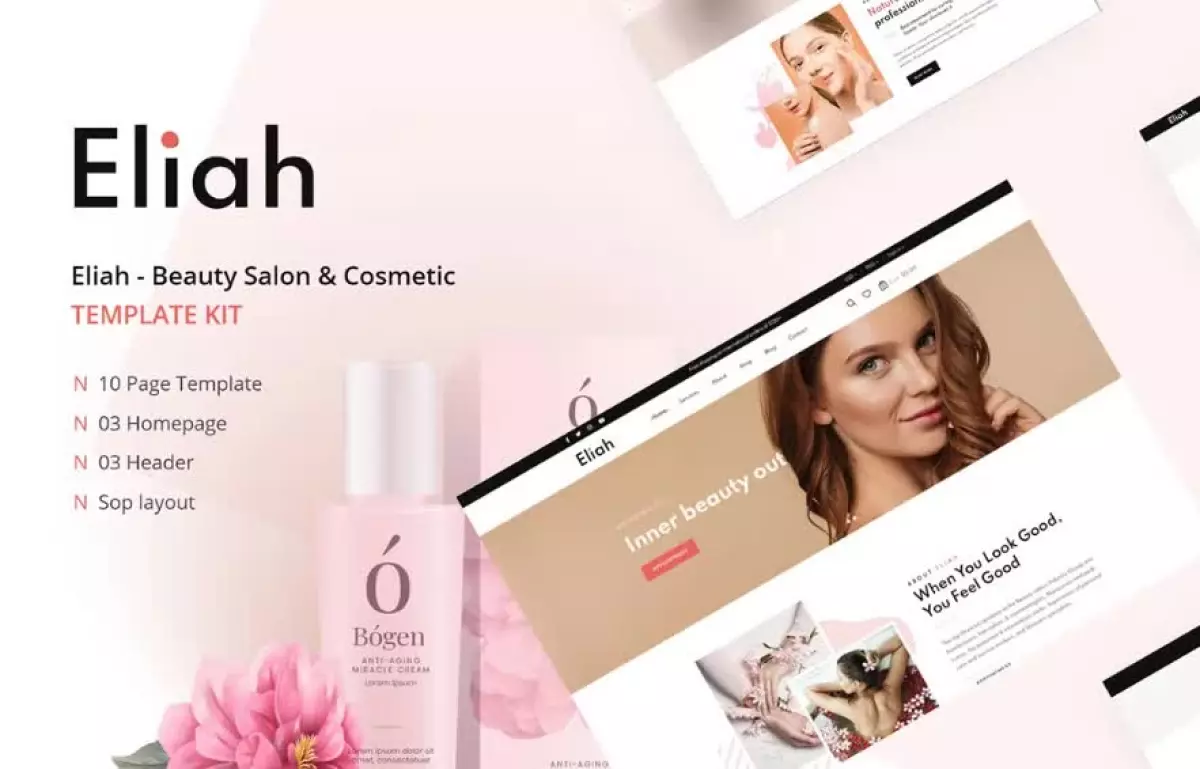 Eliah - Beauty Salon & Cosmetic Elementor Template