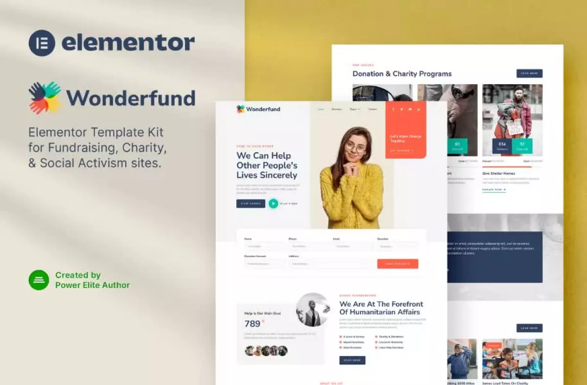 Wonderfund – Fundraising & Charity Elementor Template Kit