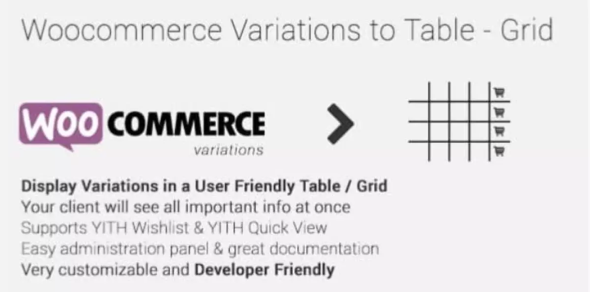 Woocommerce Variations to Table - Grid 1.5.2