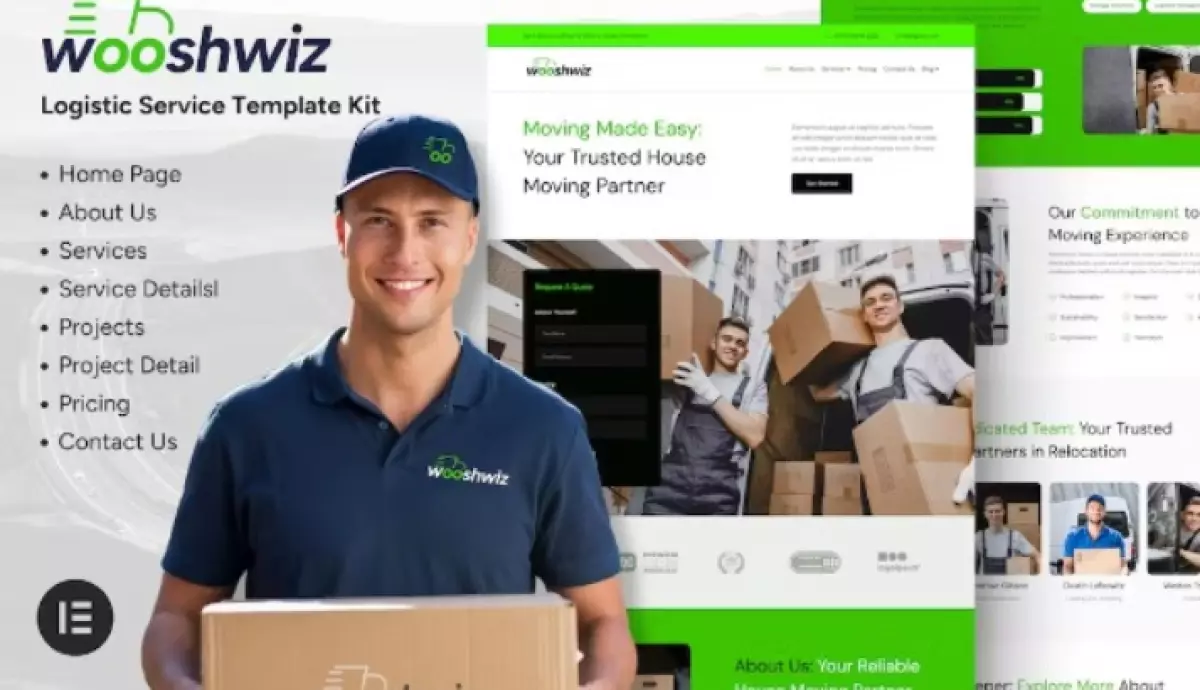 Wooshwiz – Logistic &amp; Shipping Elementor Template Kits