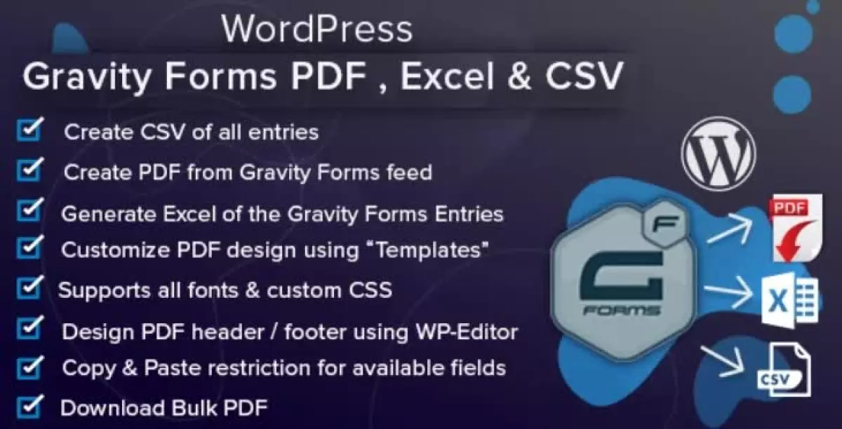 WordPress Gravity Forms PDF, Excel &#038; CSV