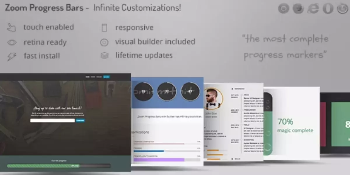 WordPress Progress Bars Ultimate DZS - Infinite Customizations with Builder