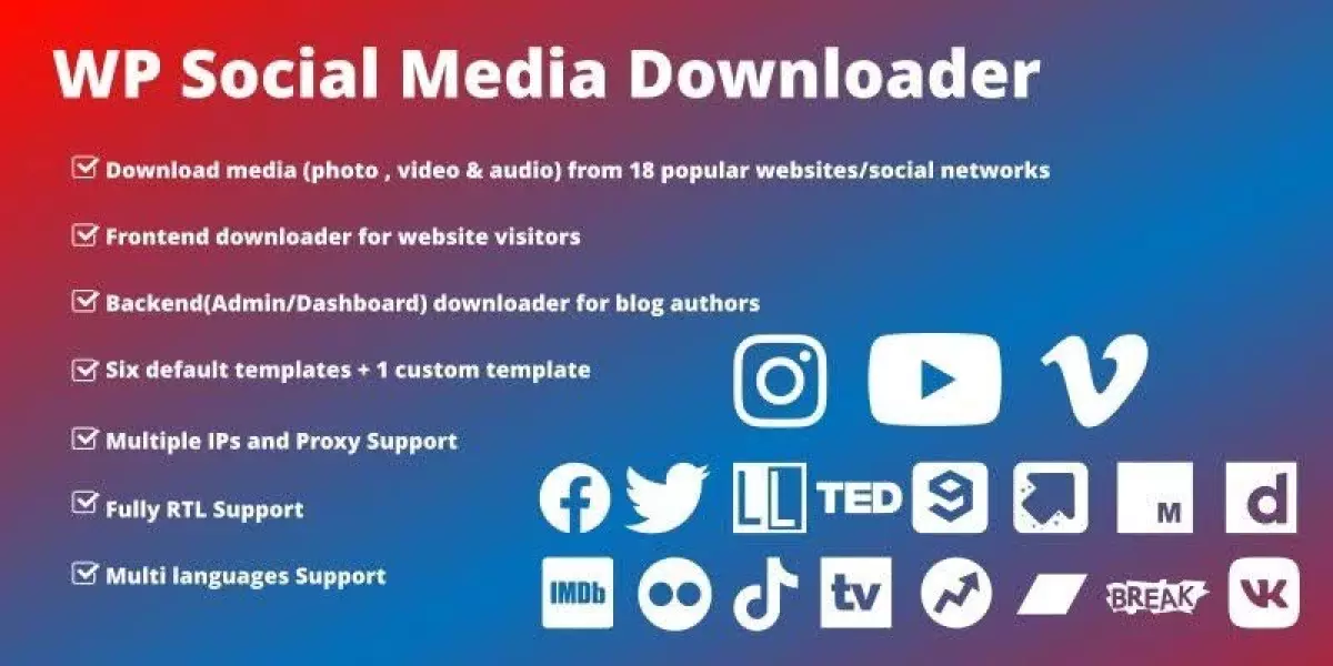 WordPress Social Media Downloader Plugin 3.1.0