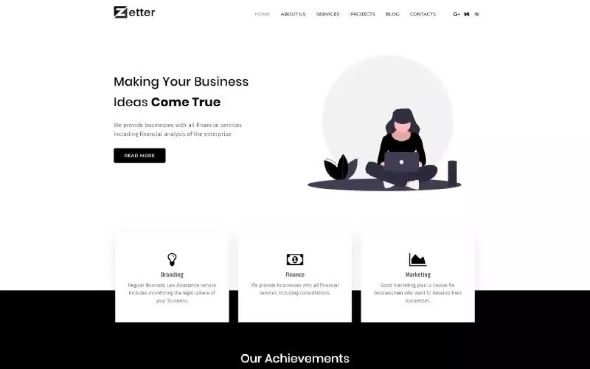 Zetter &#8211; Business Multipurpose Black&#038;White WordPress Elementor Theme WordPress Theme