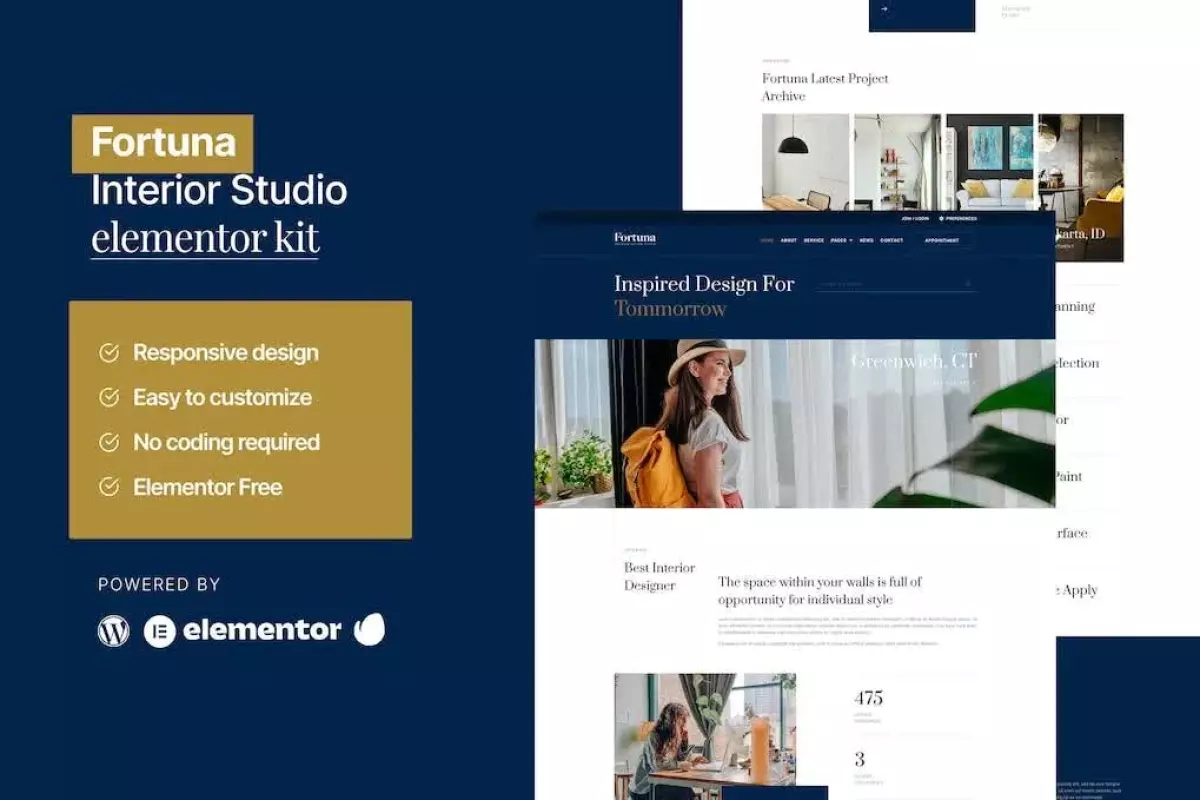 Fortuna - Interior Design Service Elementor Template