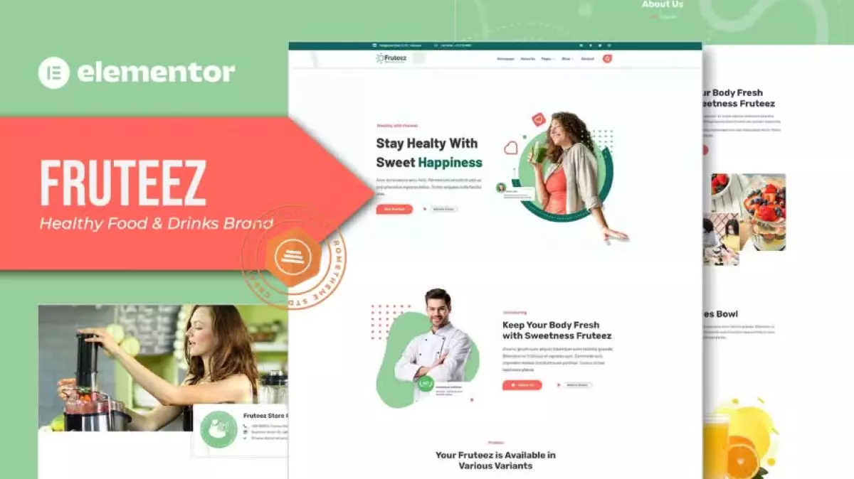 Fruteez - Healthy Food & Drinks Brand Elementor Template