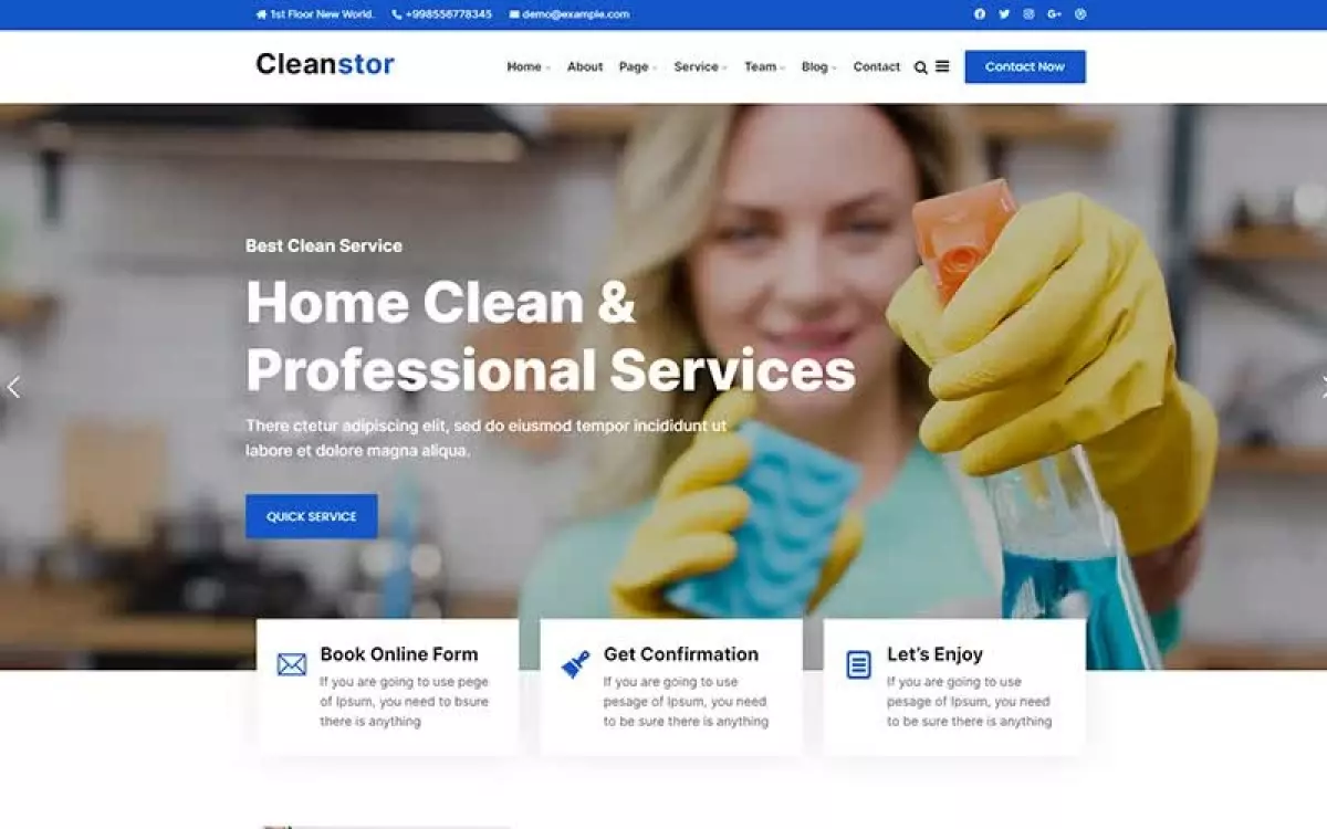 Cleanstor - Cleaning Company Responsive WordPress Theme