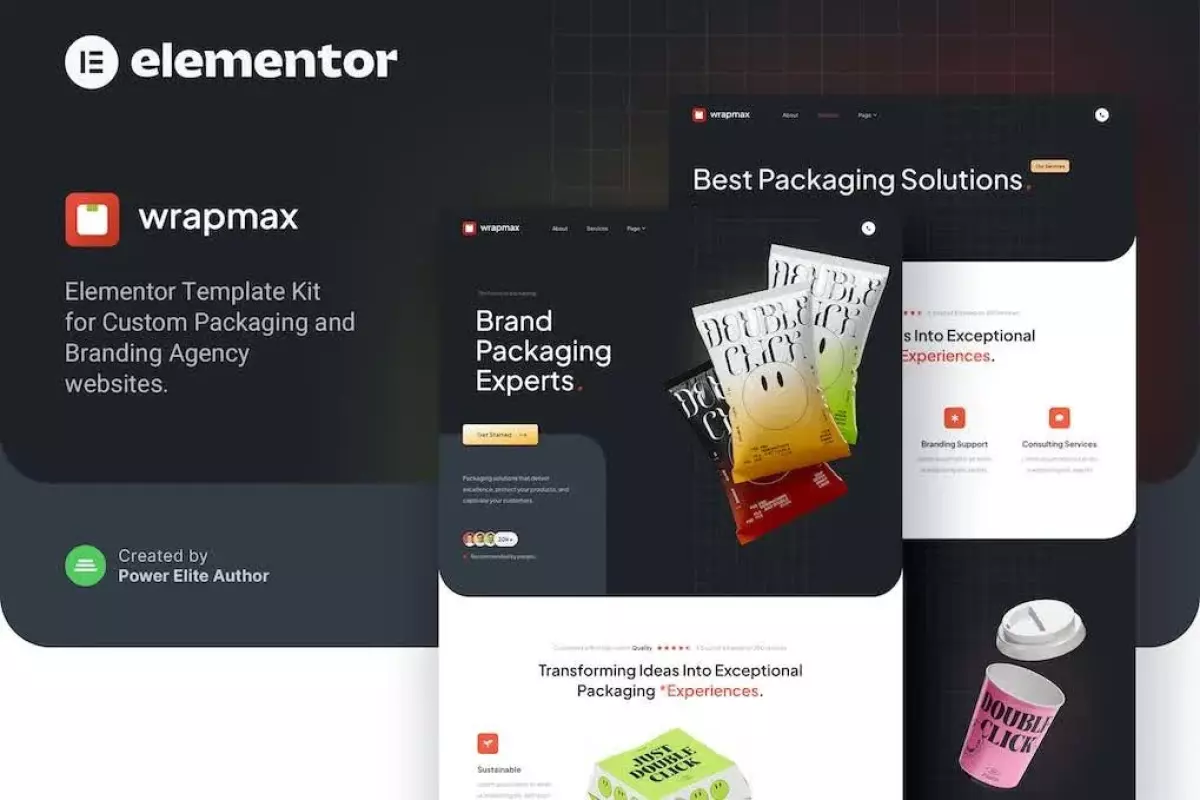 Wrapmax – Custom Packaging &amp; Branding Agency Elementor Template Kit