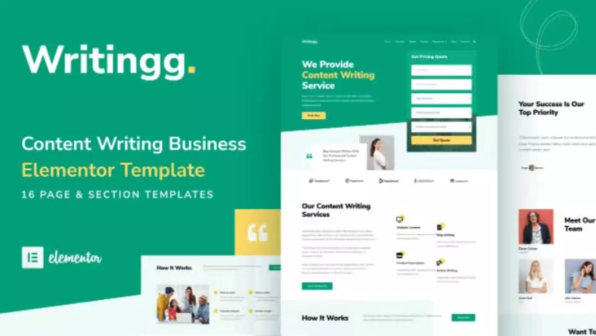 Writingg - Content Copywriting Services Elementor Template Kit