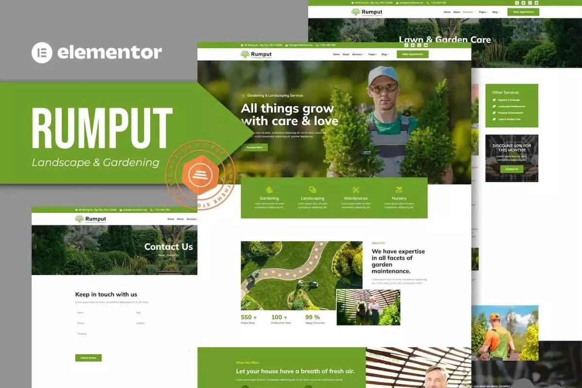 Rumput - Landscape &amp; Gardening Services Elementor Template