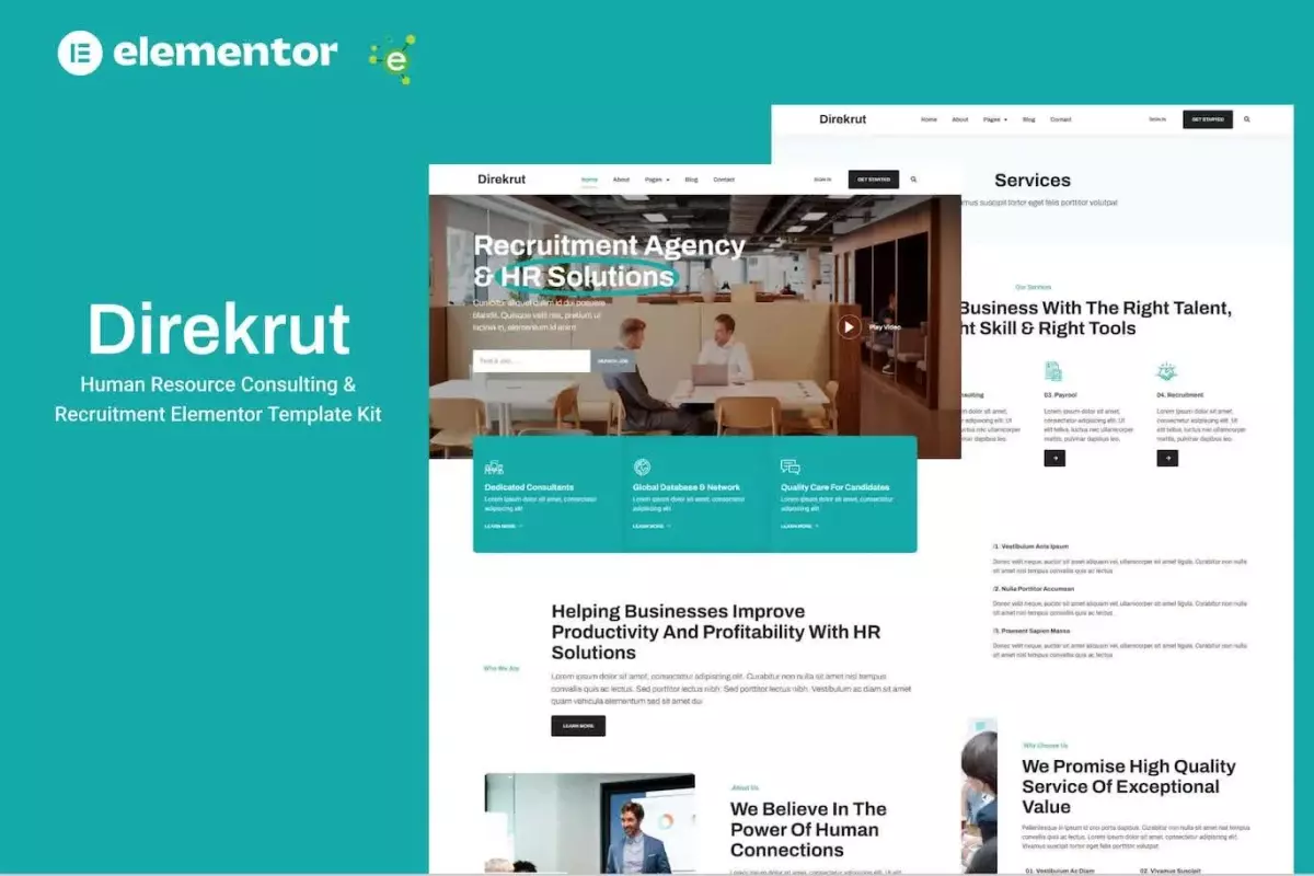 Direkrut - Human Resource Consulting and Recruitment Elementor Template