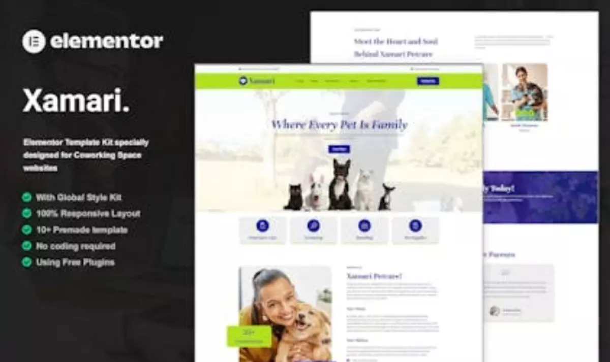 Xamari – Pet Care Services Elementor Template Kit