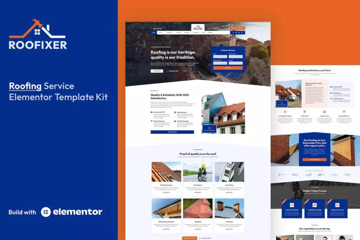 Roofixer - Roofing Service Elementor Pro Template