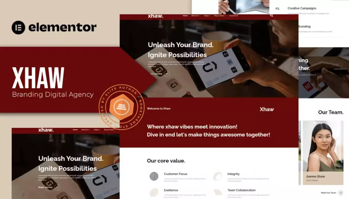 Xhaw – Branding Digital Agency Elementor Template kit