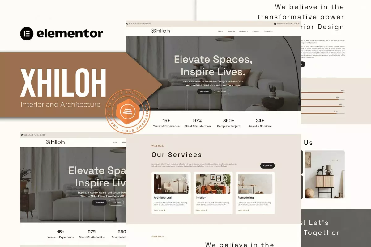 Xhiloh - Interiors & Architecture Elementor Template Kit