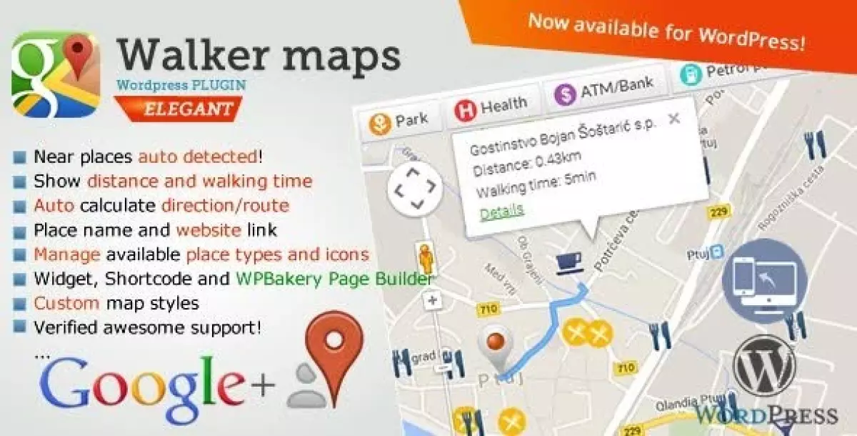 Google Maps Neighborhood Walker for Wordpress