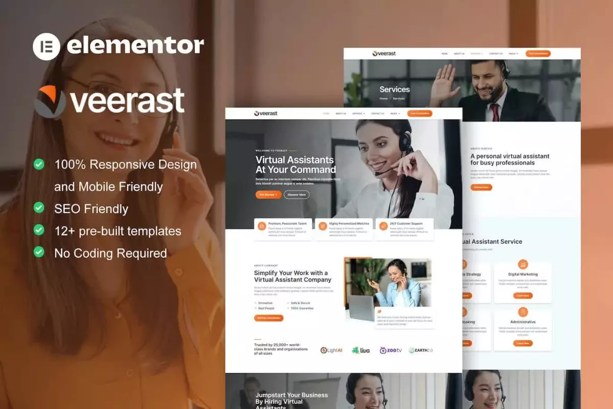 Veerast - Virtual Assistant Service Elementor Pro Template