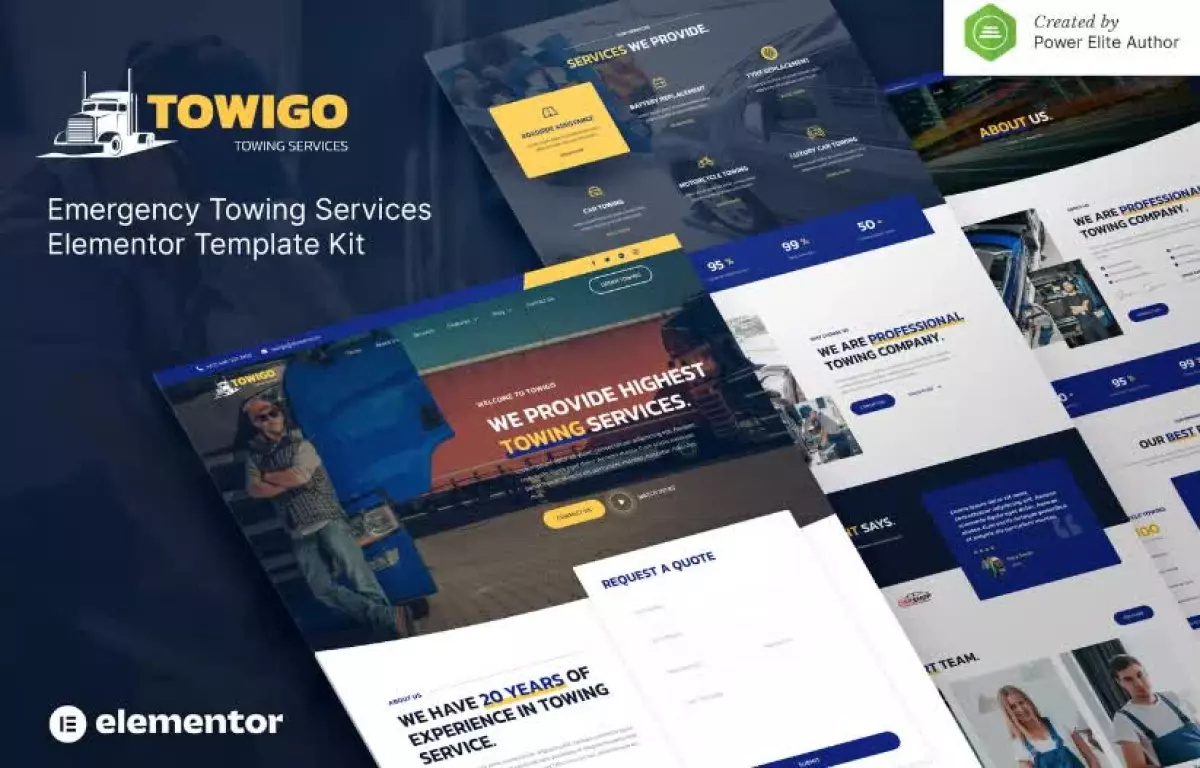 Towigo – Emergency Towing Services Elementor Template