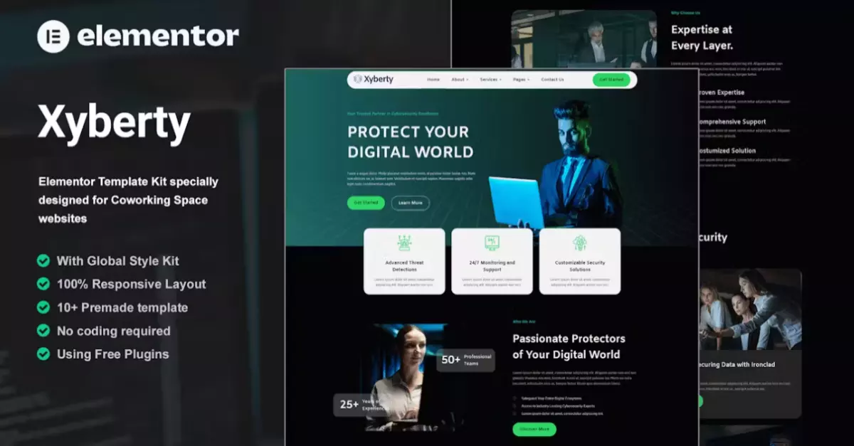 Xyberty – Cyber Security Elementor Template Kit