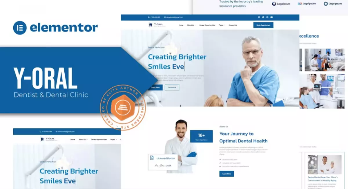 Y-Oral – Dentist &amp; Dental Clinic Elementor Template Kit