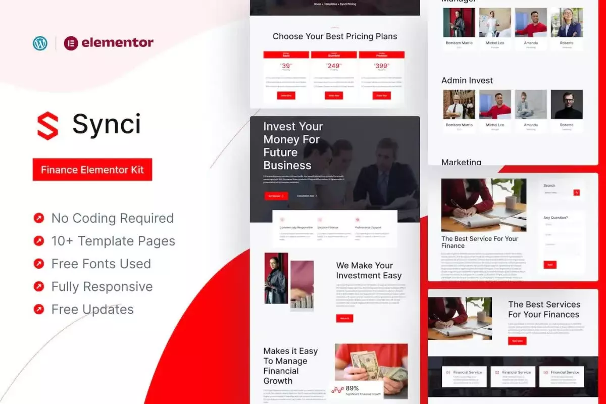 Synci - Finance Elementor Pro Template