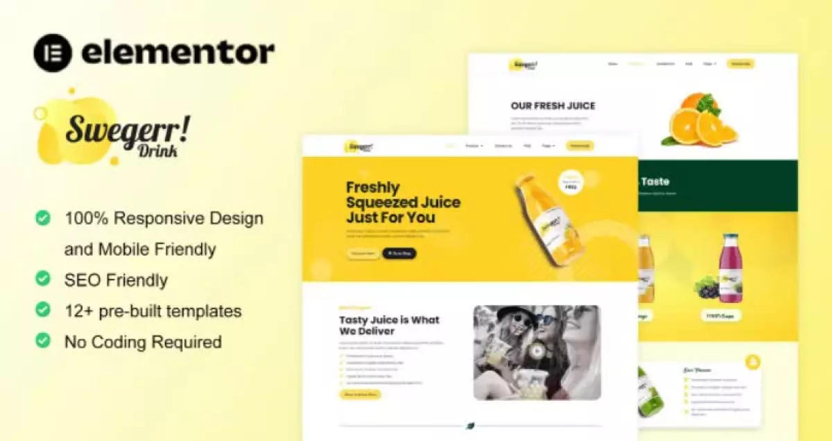 Swegerr - Juice & Fresh Drink Elementor Template