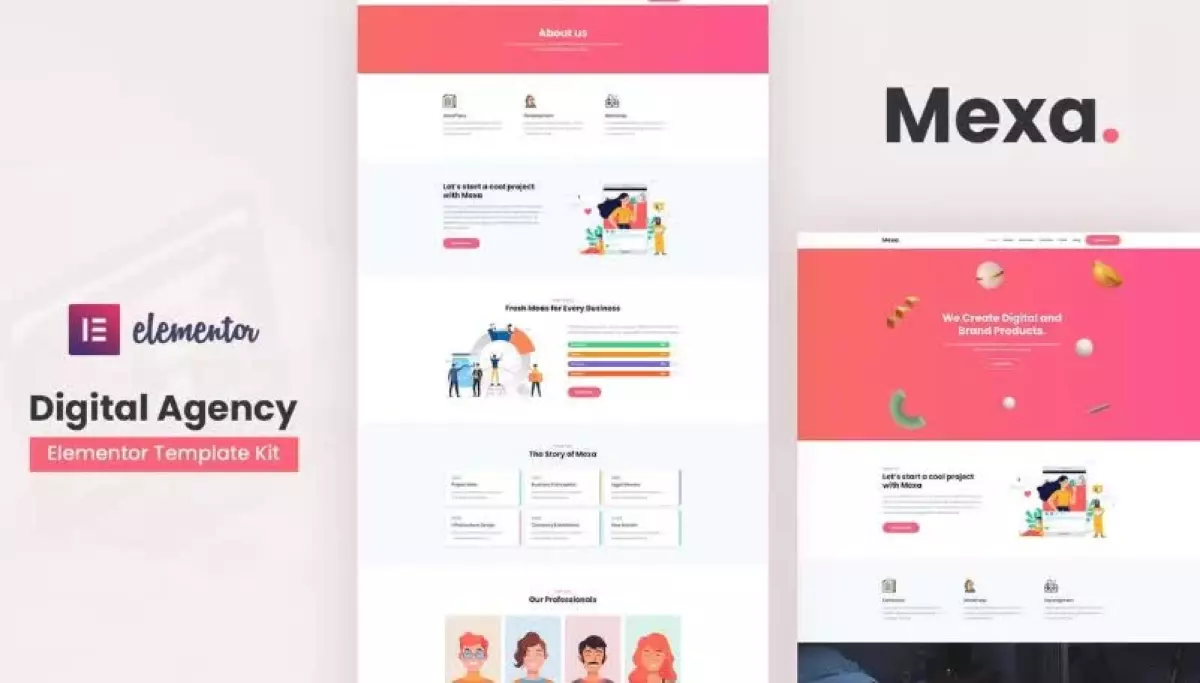 Mexa - Digital Agency Elementor Template