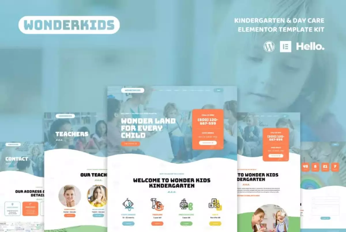 Wonderkids - Kindergarten & Children Day Care Elementor Template