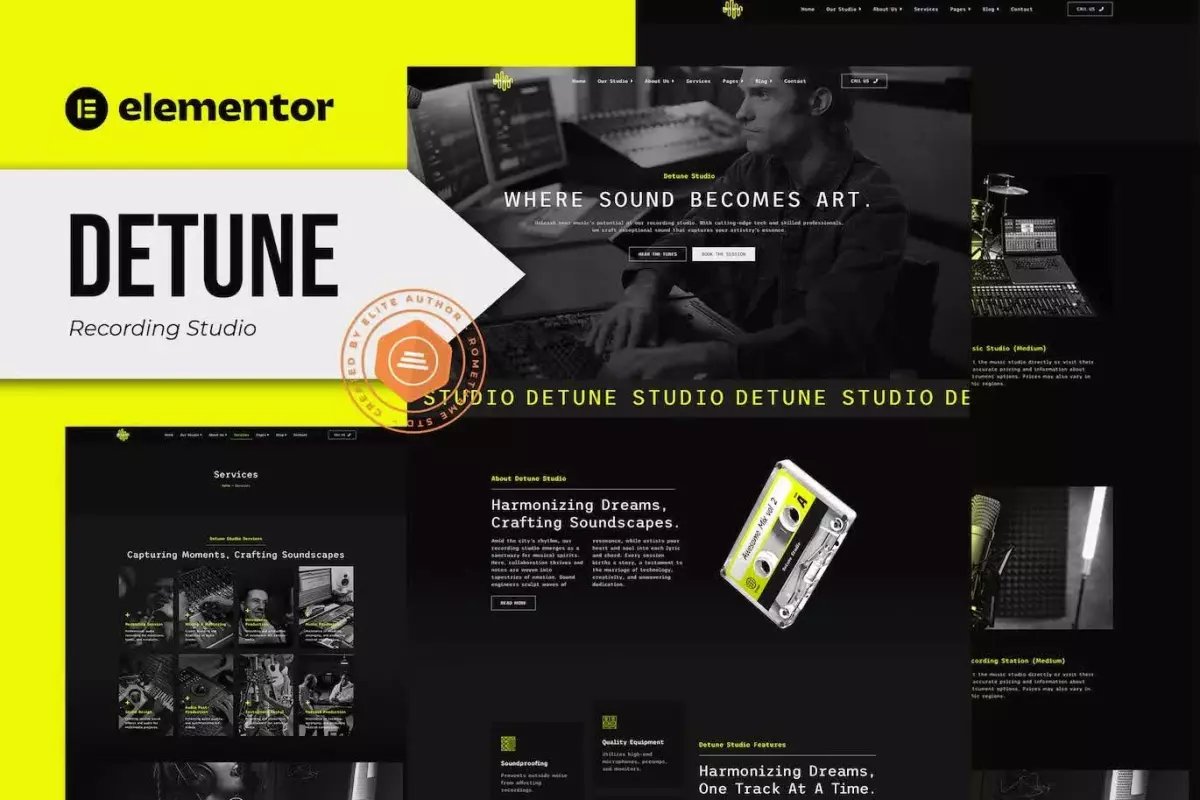 Detune - Recording Studio Elementor Pro Template