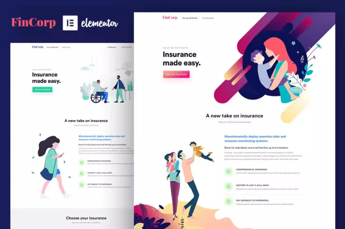 FinCorp - Insurance & Marketing Elementor Template