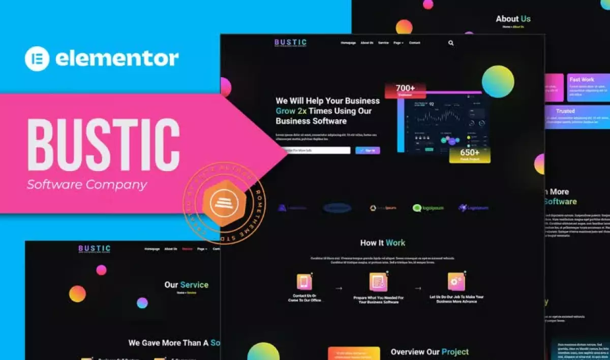 Bustic - Tech & Software Company Elementor Template