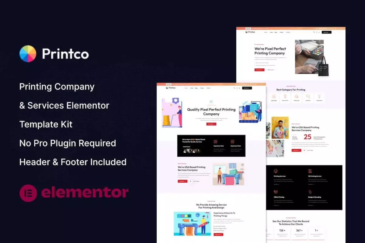 Printco - Printing Company &amp; Services Elementor Template