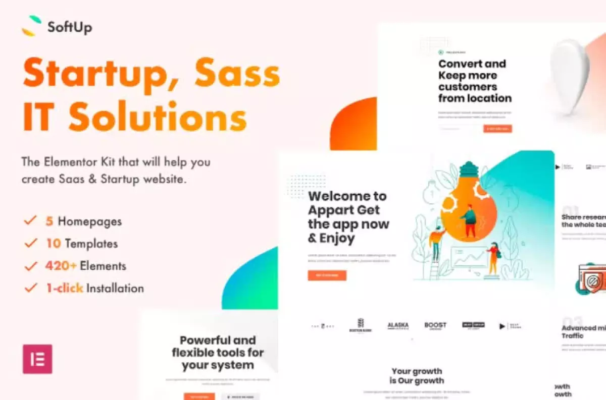 SoftUp - Saas & Startup Elementor Template