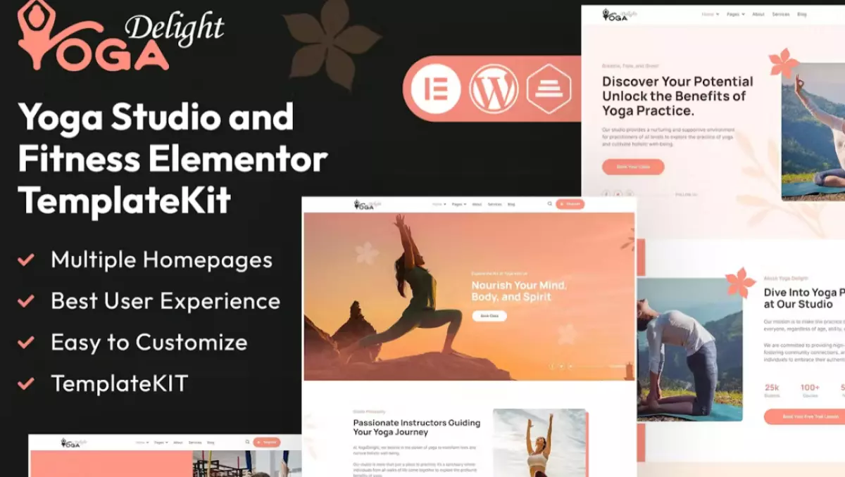 Yoga Delight - Yoga Studio &amp; Fitness Elementor Template Kit