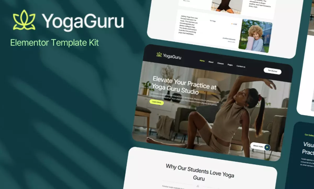 YogaGuru - Yoga Teacher &amp; Studio Elementor Template Kits