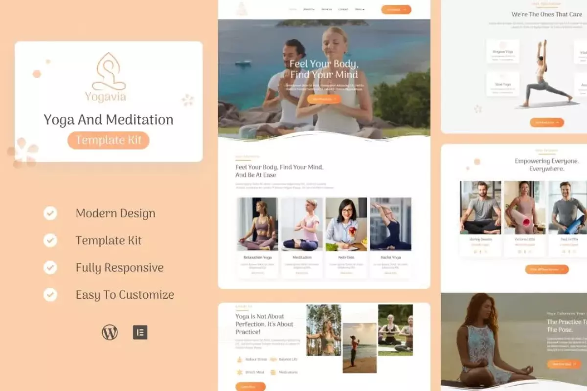 Yogavia - Yoga &amp; Meditation Elementor Template Kit