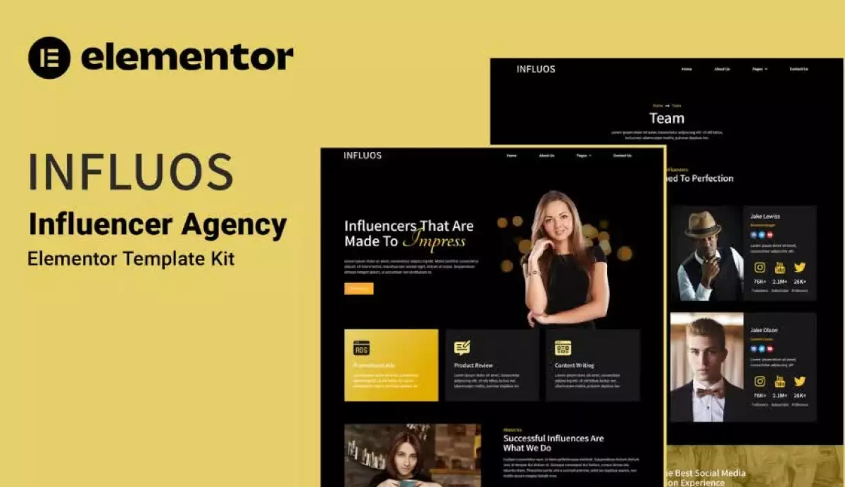 Influos - Influencer Agency Elementor Template Kit