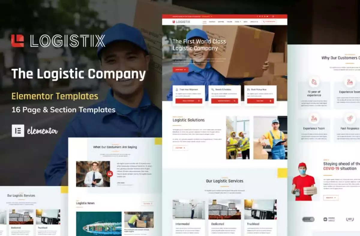 Logistix - Transportation Courier & Logistic Company Elementor Template