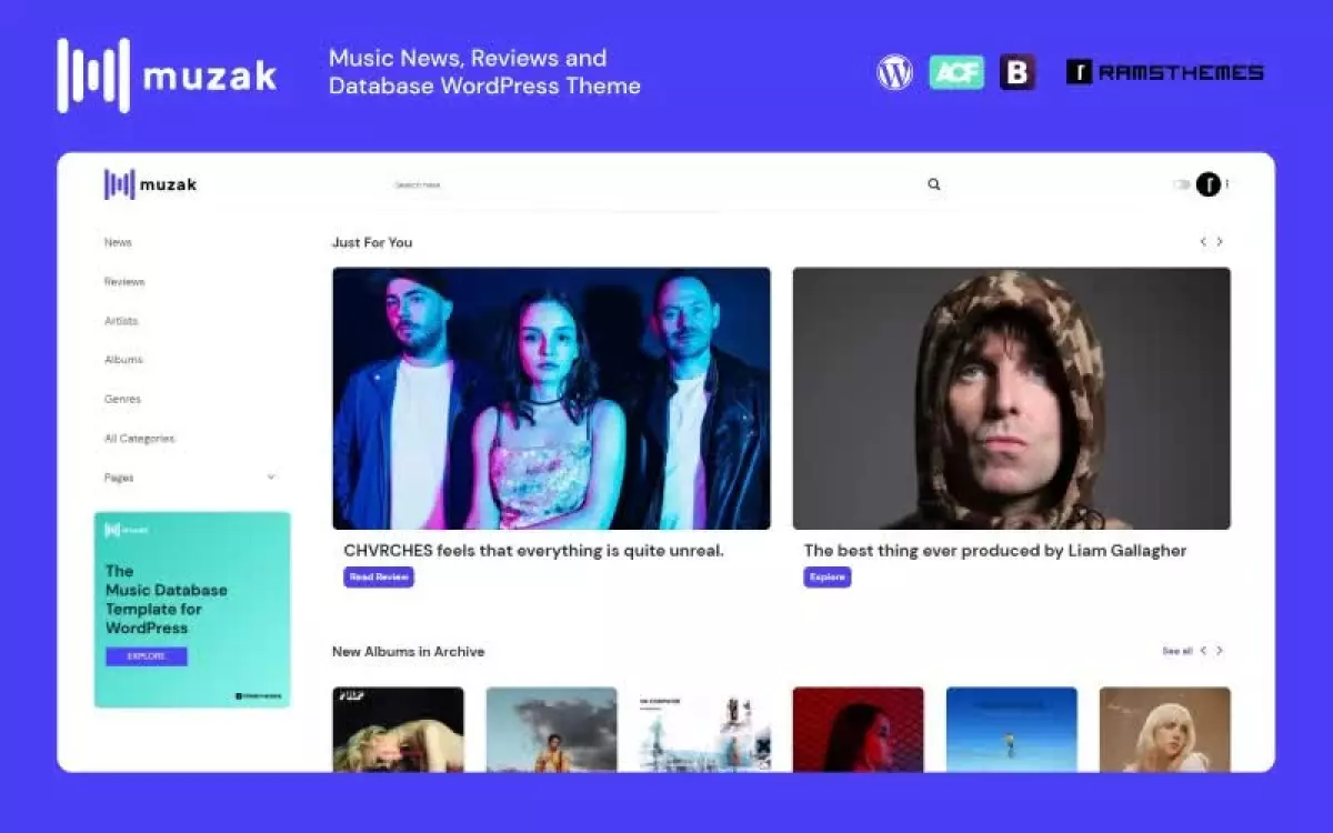 MUZAK - Music News, Reviews, Blog and Database WordPress Theme