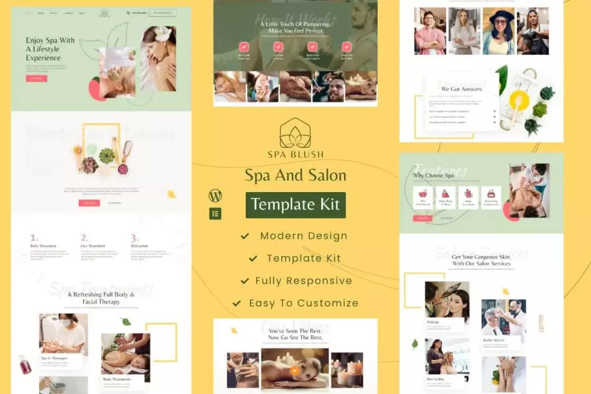 Spa Blush - Beauty Massage &amp; Wellness Elementor Template