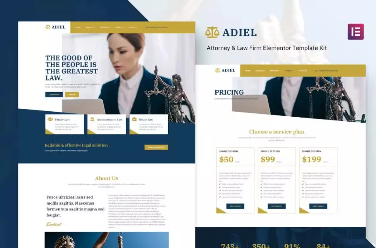 Adiel - Attorney & Law Firm Elementor Template