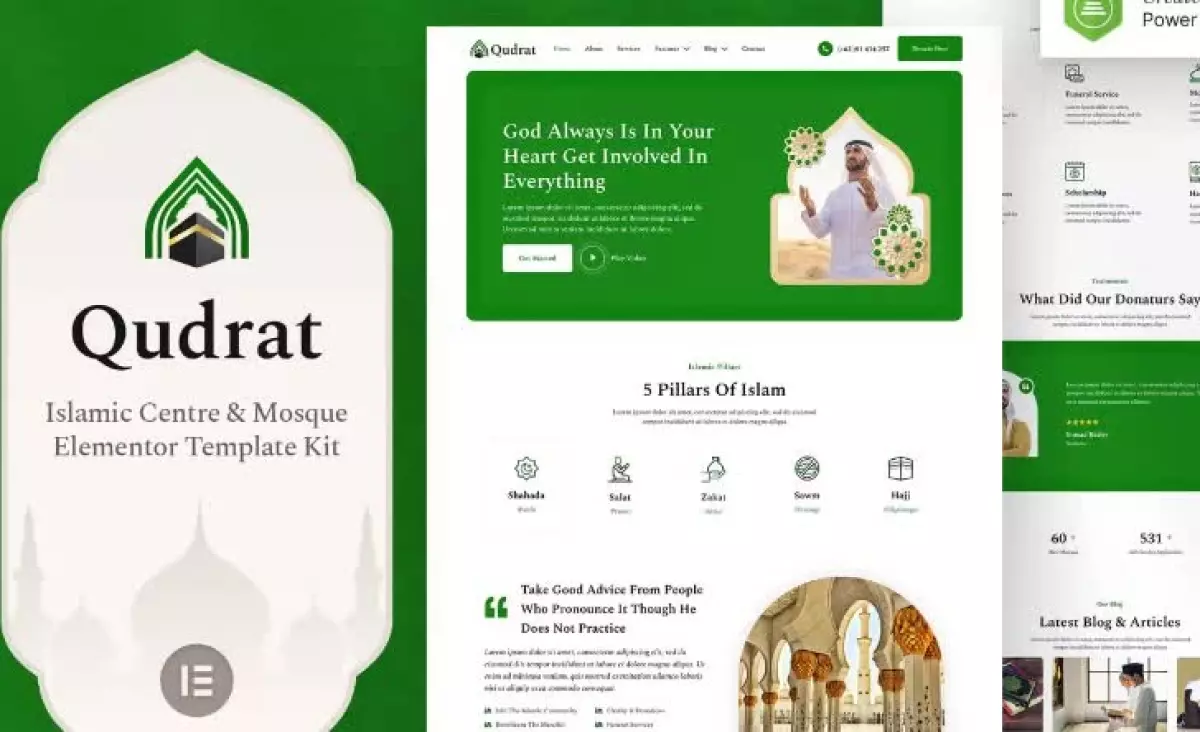 Qudrat – Islamic Center & Mosque Elementor Template