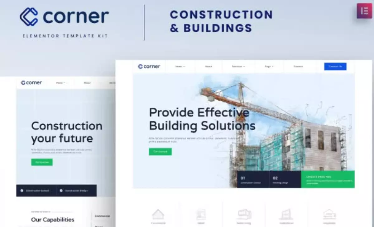 Corner - Construction & Building Elementor Template