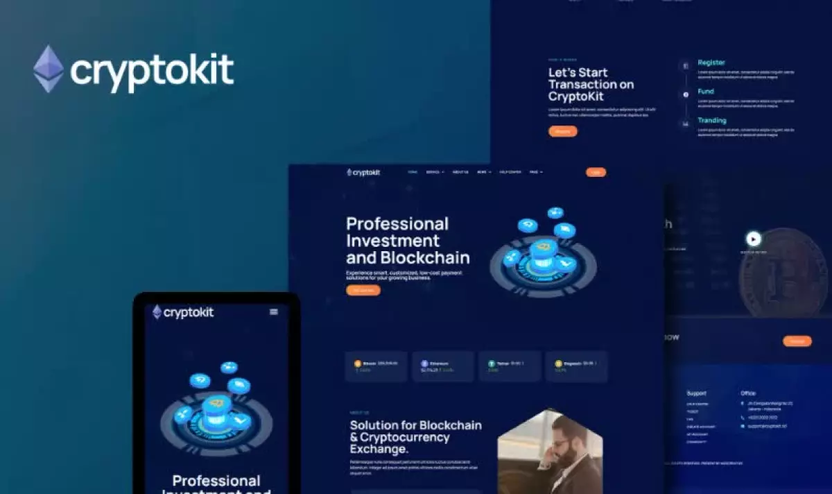 Cryptokit - Blockchain Cryptocurrency Elementor Template