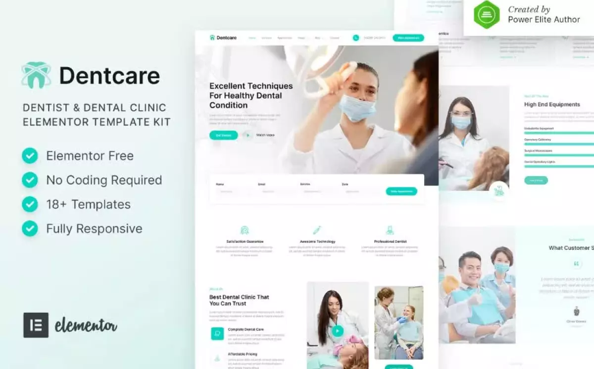 Dentcare – Dentist & Dental Clinic Elementor Template