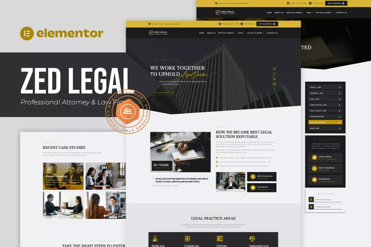 Zed Legal - Professional Attorney &amp; Law Firm Elementor Template Kit