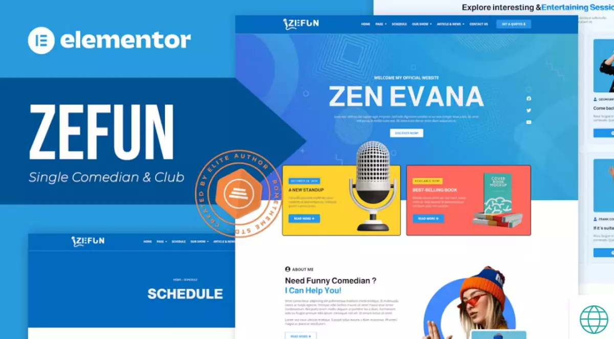 Zefun – Comedian &amp; Entertainer Elementor Template Kit