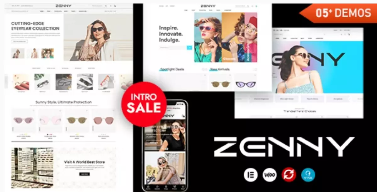 Zenny - Eyewear &amp; Glasses Elementor WooCommerce WordPress Theme