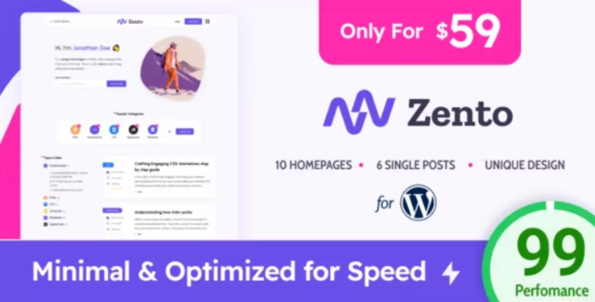 Zento - Modern &amp; Lightweight Blog for WordPress