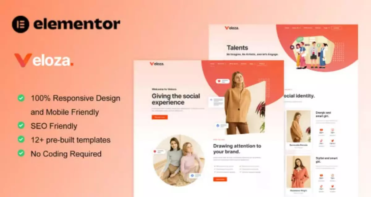 Veloza - Influencer & Talent Agency Elementor Template